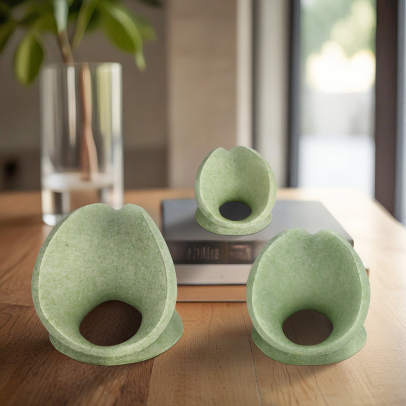 Sagebrook Home 3-Pieces 4/5/6" Zelen Green Quartz Resin Spheres
