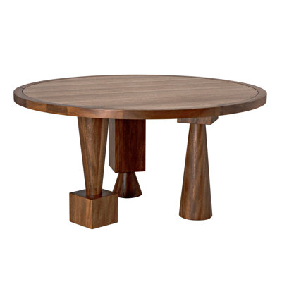 Hybrid Round Walnut Wood Dining Table