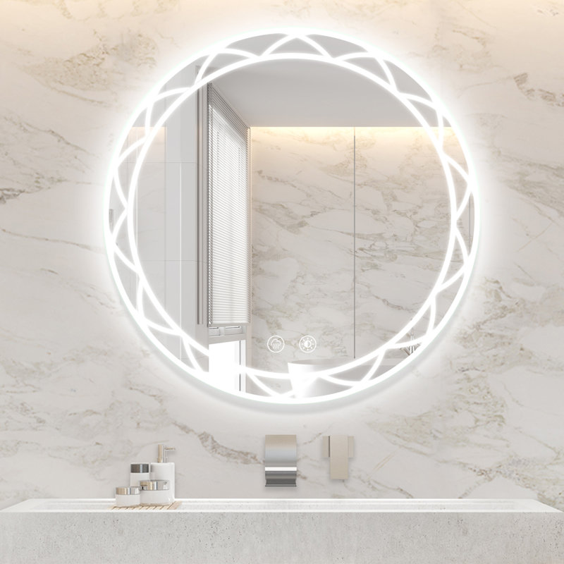 Miroir rond de salle de bain à DEL - températures de couleur réglables et conception murale antibuée, 30 po x 30 po