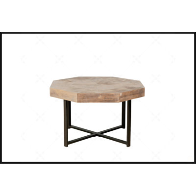 Table basse en bois octogonale rétro avec patchwork artisanal 30 pouces