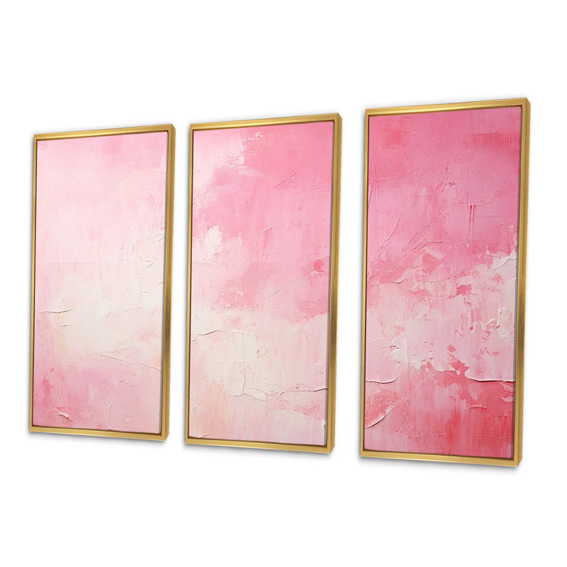 Coralyne - Ensemble de décoration murale fuchsia, H 32 po x l 48 po x P 1 po, Cadre flottant doré