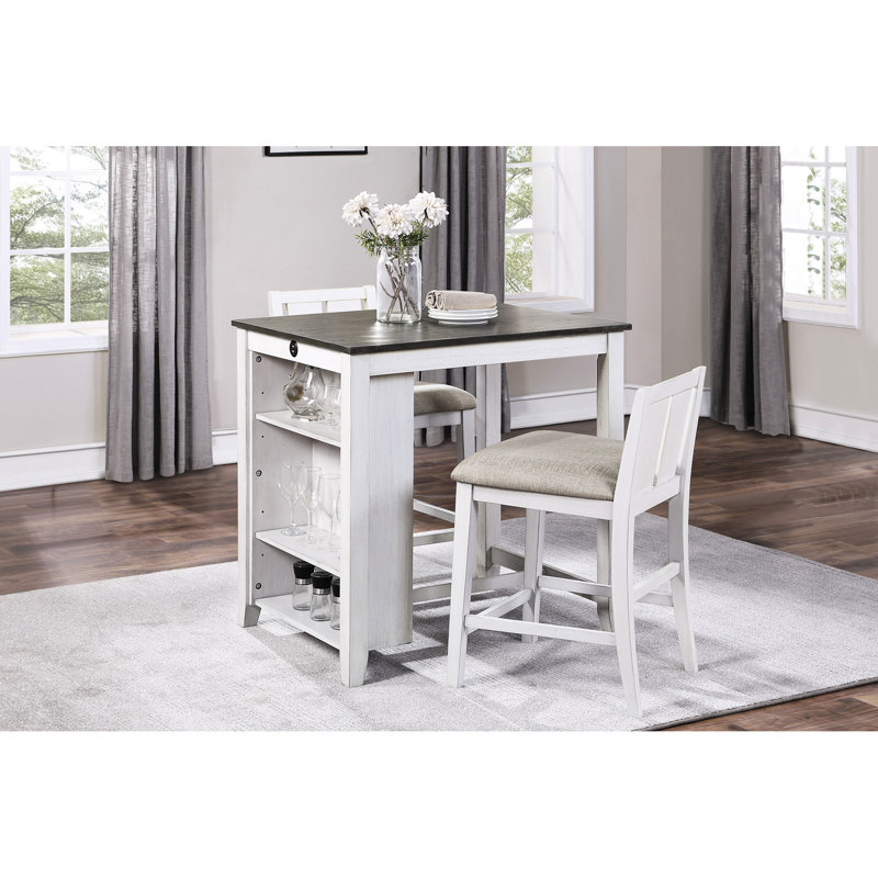 Table haute de salle à manger avec assise en bois d'ingénierie plaquée et recouverte de tissu brun
