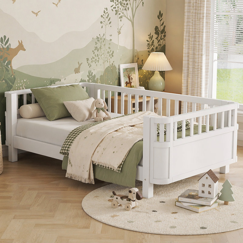 Lit plateforme en bois pour enfants, Simple, Blanc