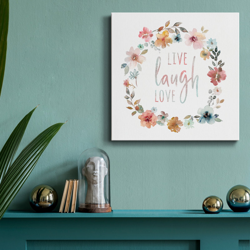 «Live Laugh Love», reproduction d'art textuel sur toile tendue, H 16 po x l 16 po x P 1 po