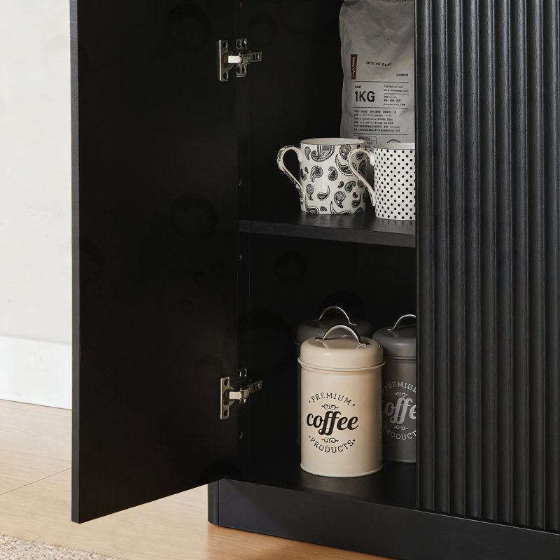 Meuble télé avec 6 portes, H 27,7 po x L 67 po x l 15,7 po, Noir