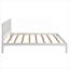 Lit plateforme simple en pin sans sommier requis, blanc classique avec tête de lit et lattes en bois