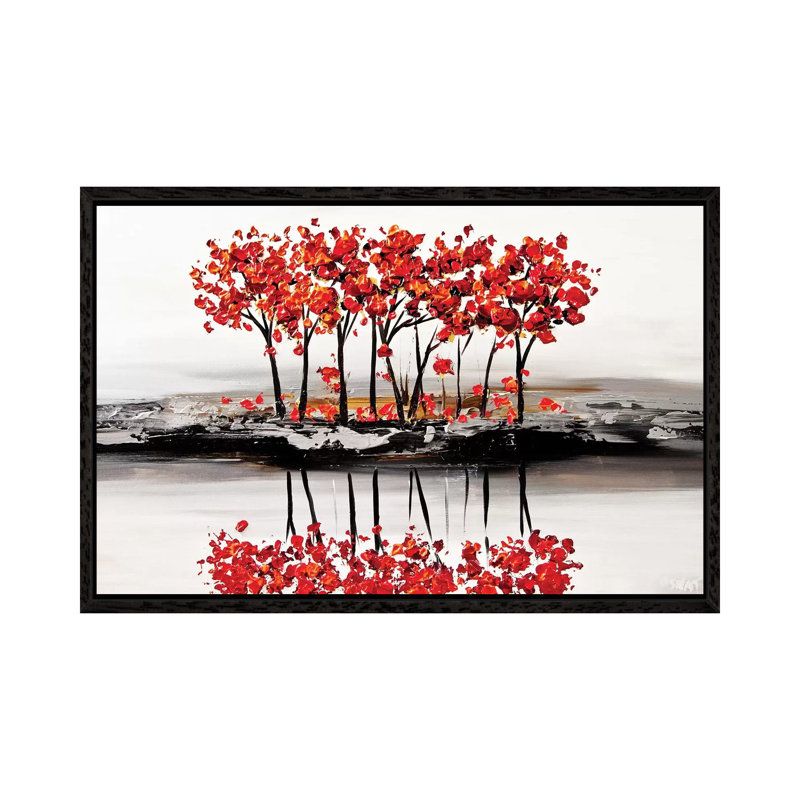 Red Blossom by Osnat Tzadok - Painting on Canvas, Black Framed, 101.6 cm H x 66.04 cm W