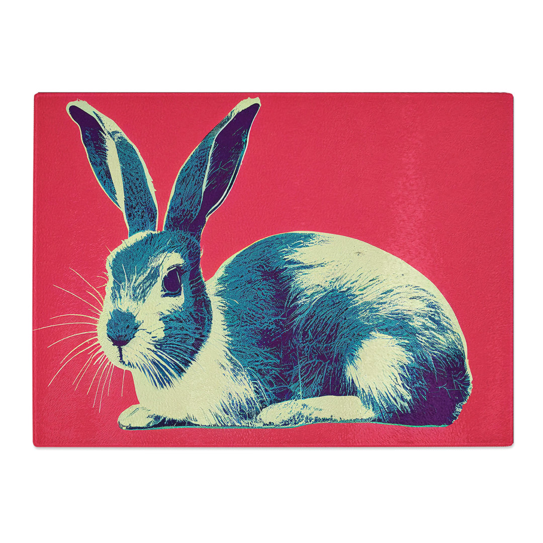Pop Art Hare  Glass Chopping Board