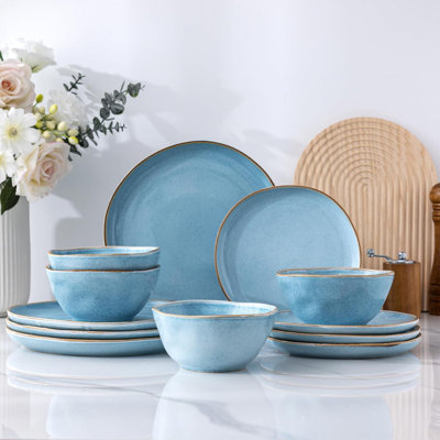 Ceramic Dinnerware Sets Handmade Reactive Glaze Plates And Bowls Set