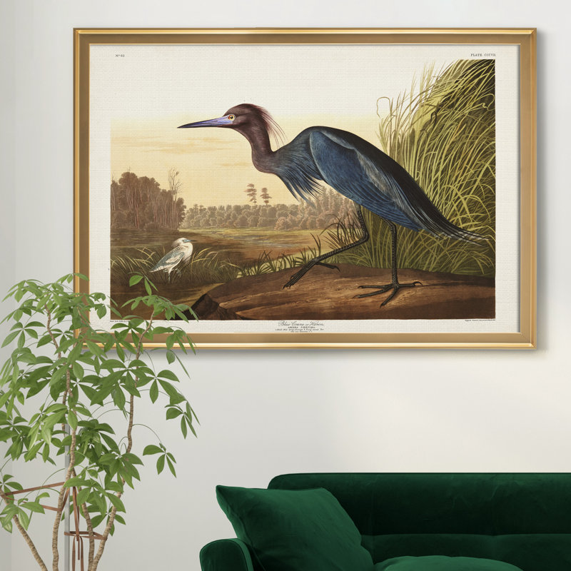 Blue Crane - reproduction d'art sur toile, Doré, H 18,5 po x l 24,5 po x P 1,5 po