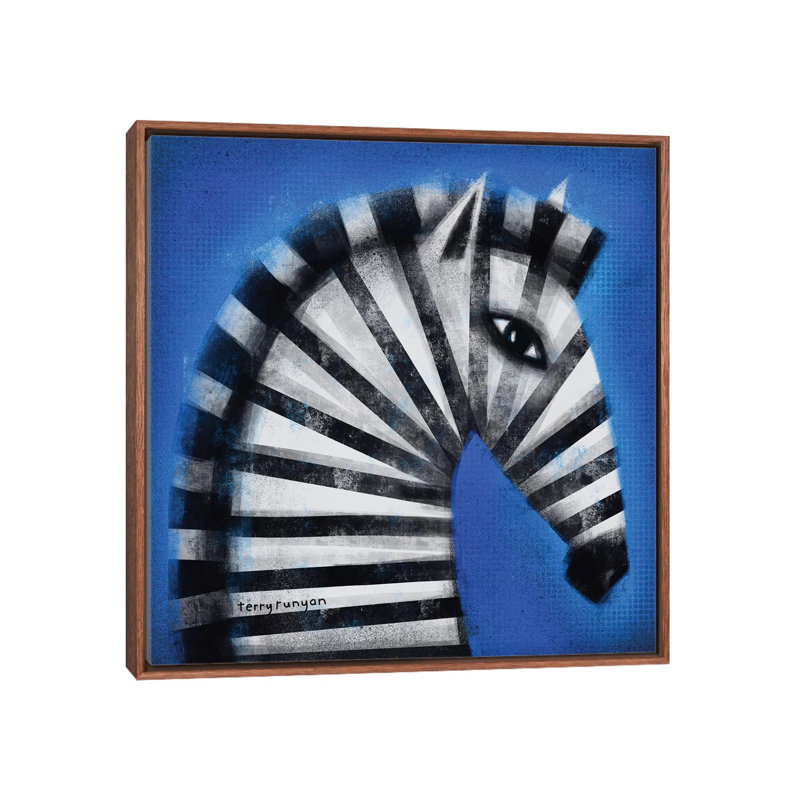 «Striped Profile» par Terry Runyan - imprimé, H 37 po x l 37 po x P 1,5 po, Toile avec cadre brun, Pas de tapis