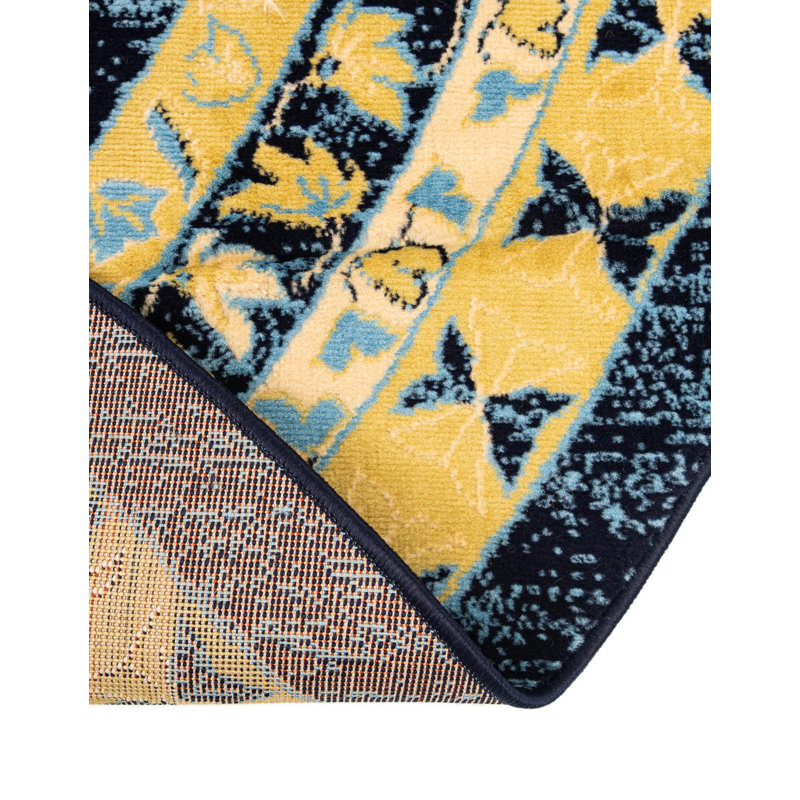 Tapis bleu marine Eesi Southwestern, Rond 8 pi