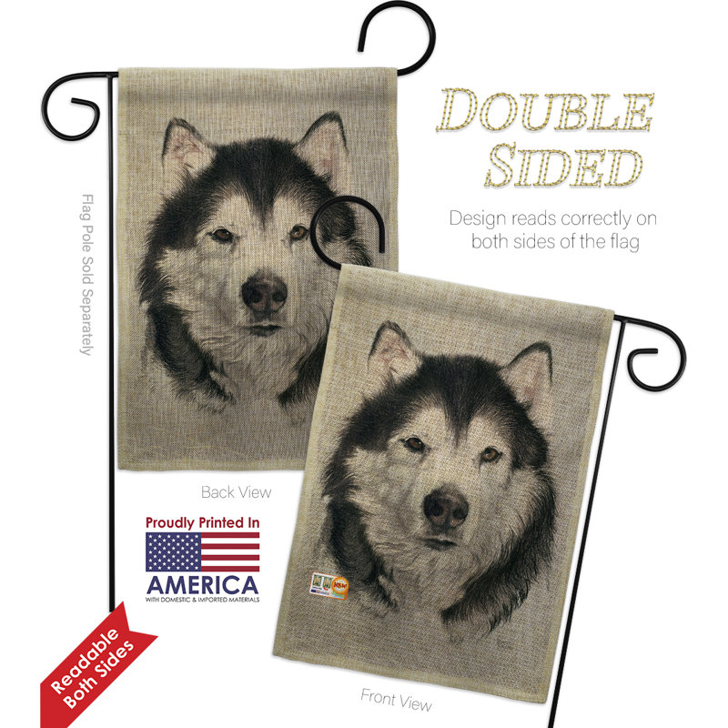 Polyester de husky à 2 côtés 19 x 13 po drapeau de jardin