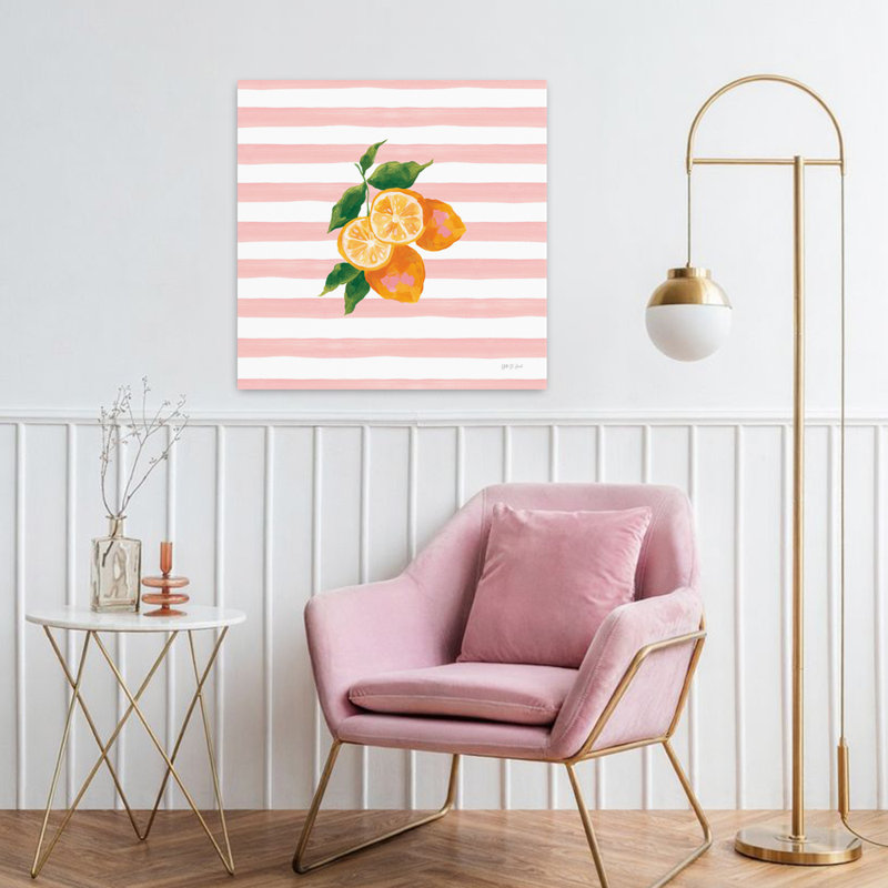 Été en rayures I, art contemporain, H 32 po x l 32 po