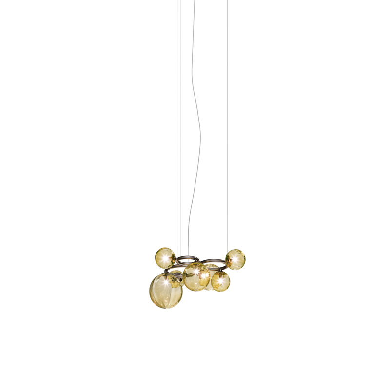 Puppet Ring Suspension 7 White Shaded Matt Gold 3 G9 Ul, Amber Transparent, Matte Black Nickel