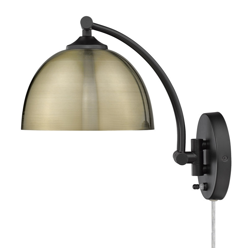 Bras pivotant à 1 lumière à intensité variable Felecia, Laiton vieilli, Noir mat