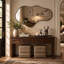 Miroir mural moderne et asymétrique avec cadre en aluminium - Conception géométrique unique pour le salon, la chambre à coucher ou le vestibule-109696627-109696628