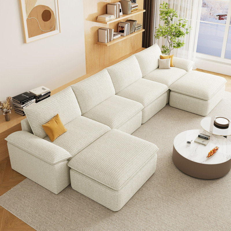 Canapé modulaire Boneless 141 po Cloud, Blanc