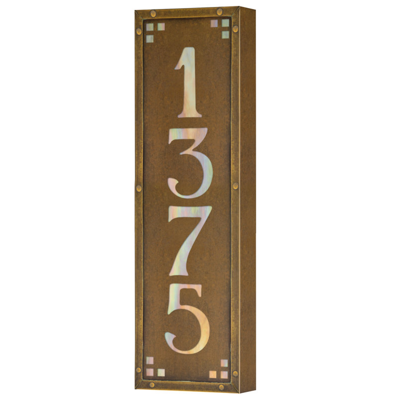 Customizable 120v Wall Address Plaque for 4 Numbers, New Verde/Gold Iridescent, Yes
