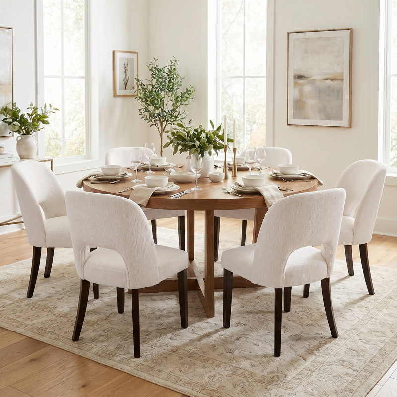 47cm H Upholstered Upholstered Back Side Chair, Beige