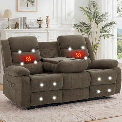 Canapé inclinable, canapé inclinable avec chaleur et massage, canapé modulaire 3 places pour le salon et le cinéma maison, canapé inclinable manuel avec porte-gobelets cachés et ports USB