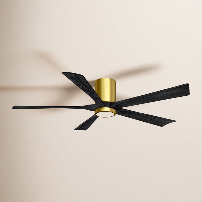 Irene Flushmount Light Kit 5 Blade LED Ceiling Fan, Brushed Brass, Matte Black, 60"