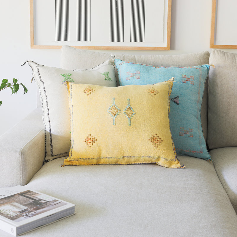 Silk Throw Square Pillow Cover, Light Blue