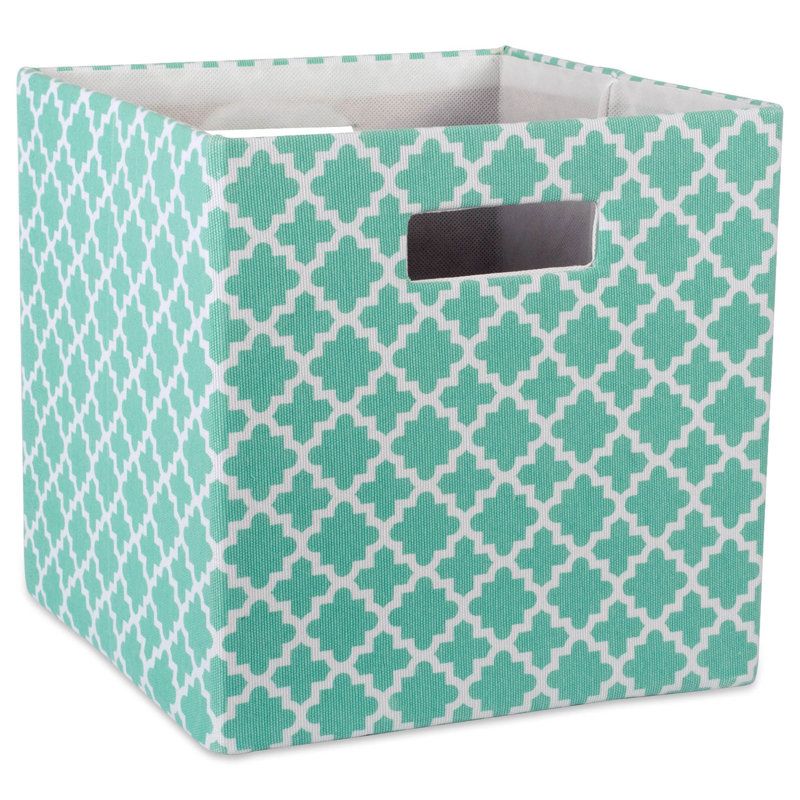 Cube en tissu treillis, Aigue-marine, H 13 po x l 13 po x p 13 po