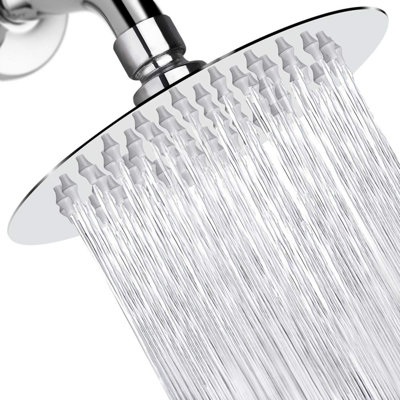 Ultra-Thin 6-Inch Rain Shower Head - Pressure Boosting Stainless Steel with Self-Cleaning Nozzles