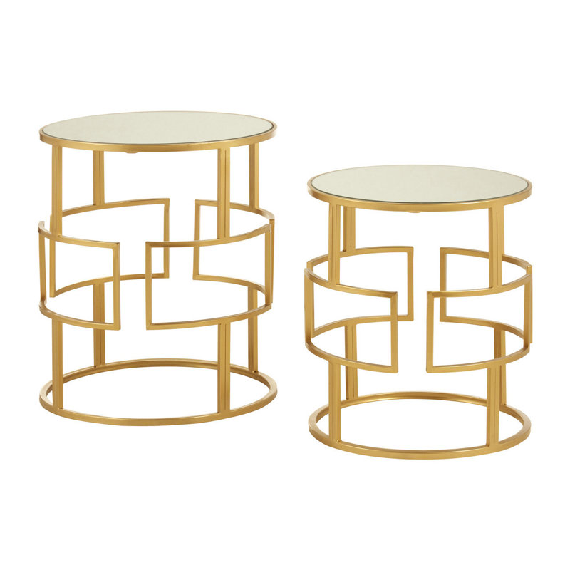 Elsner Glass Top Drum Nesting Tables