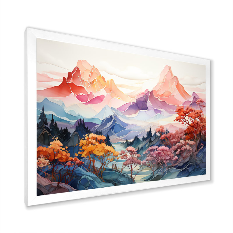 Vue sur les montagnes majestueuses, H 24 po x l 32 po x P 1 po, Cadre simple blanc