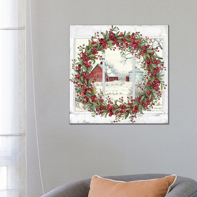 «Winter Barn Window View I» par Cindy Jacobs, impression sur toile tendue
