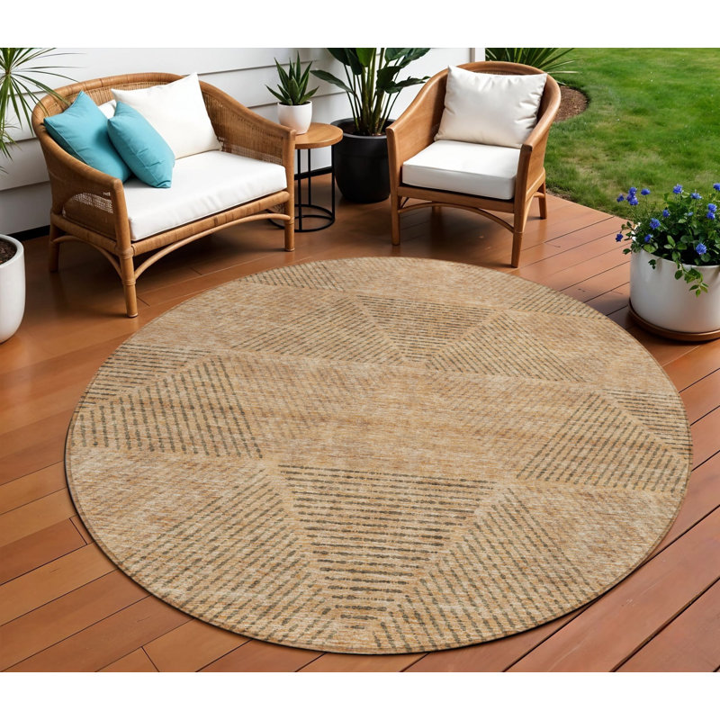 Tapis d'intérieur rond lavable géométrique 8 pi