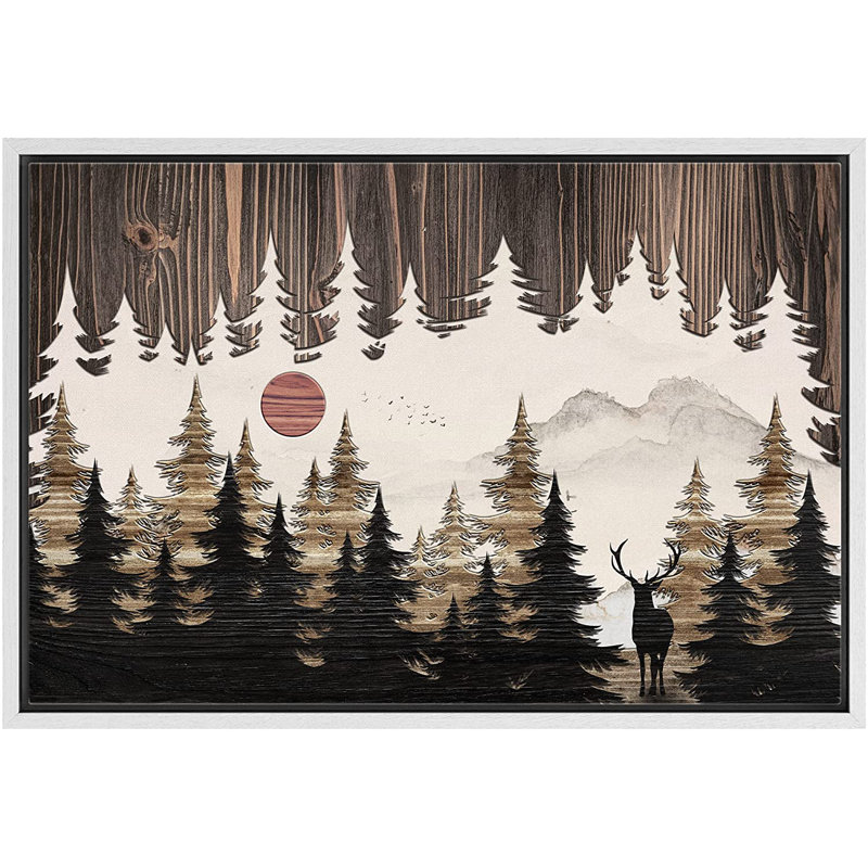 Western Wood Effect Landscape, H 16 po x l 24 po x P 1,5 po, Blanc