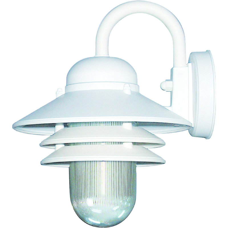 1-Light Outdoor White Polypropylene Outdoor Wall Lantern with Prismatic Lens, White