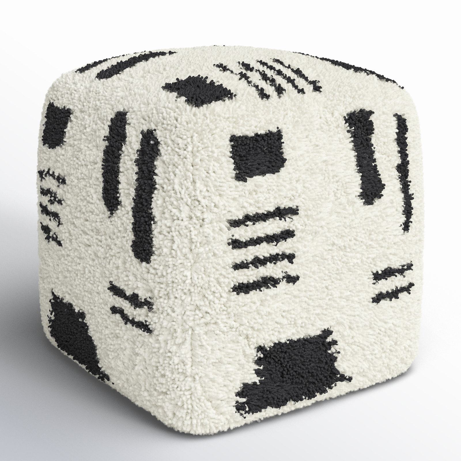 Tuaca Upholstered Pouf, White Boucle