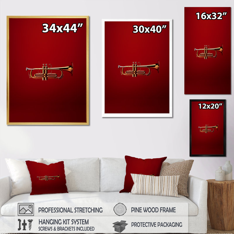 Regal Red Trumpet Triumph II, H 32 po x l 16 po x P 1 po, Toile tendue