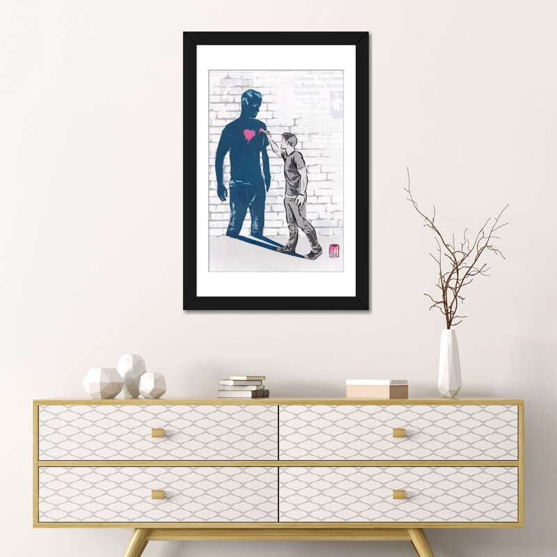 « the blue shadow », reproduction d’impression sur toile, H 24 po x l 16 po x P 1 po, Papier beaux-arts encadré noir, Blanc