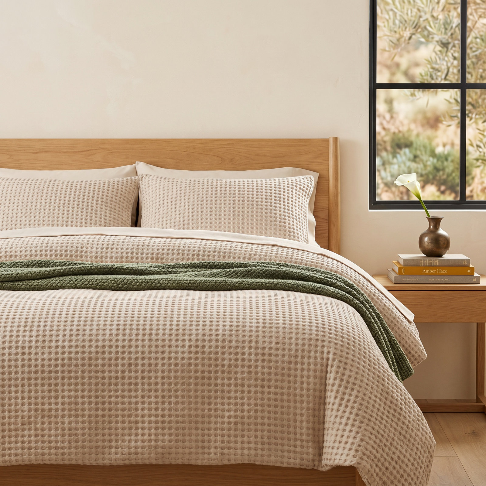Apples Cotton Coverlet Set, Sand, Full/Queen Coverlet