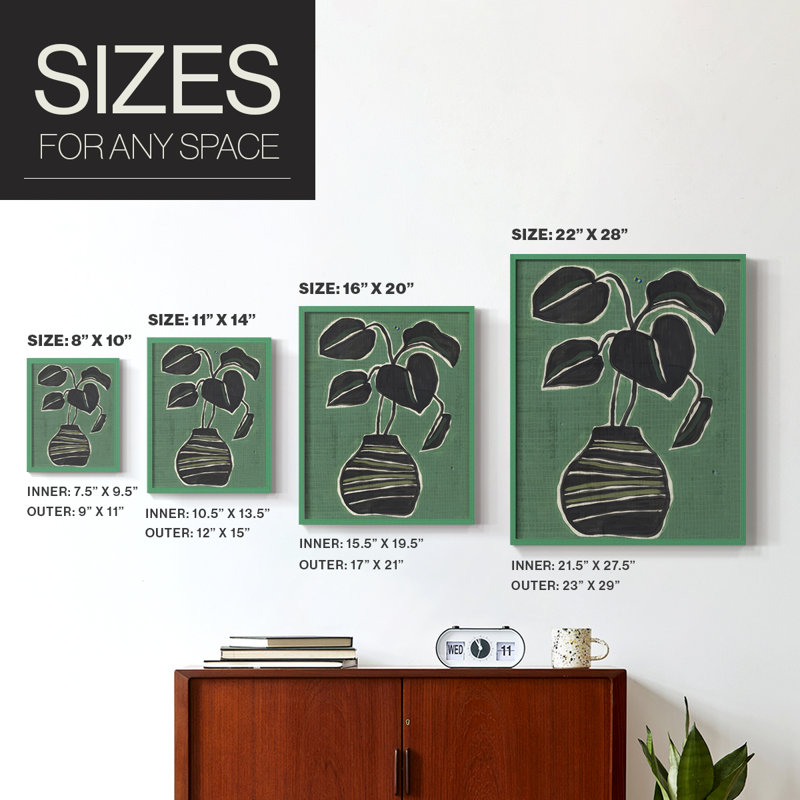 Jade Potted Palm II Framed Print - Solid Wood, Green, 30" H x 24" W