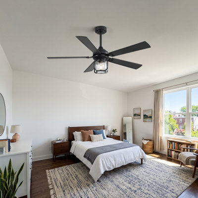 Ventilateur de plafond 52 po avec lumière et télécommande, moteur CC réversible silencieux, lumière DEL 3 couleurs, intérieur extérieur couvert