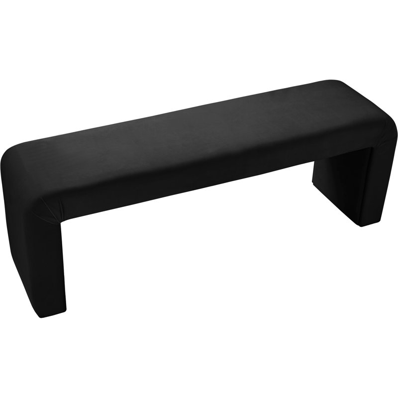 Edenborn Velvet Upholstered Bench, Black Velvet