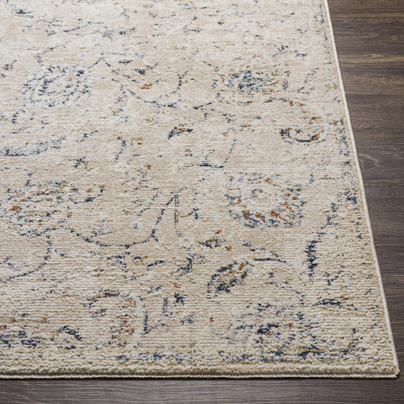 Tapis ivoire / bleu Ledger, Tapis de couloir 2 pi 5 po x 8 pi