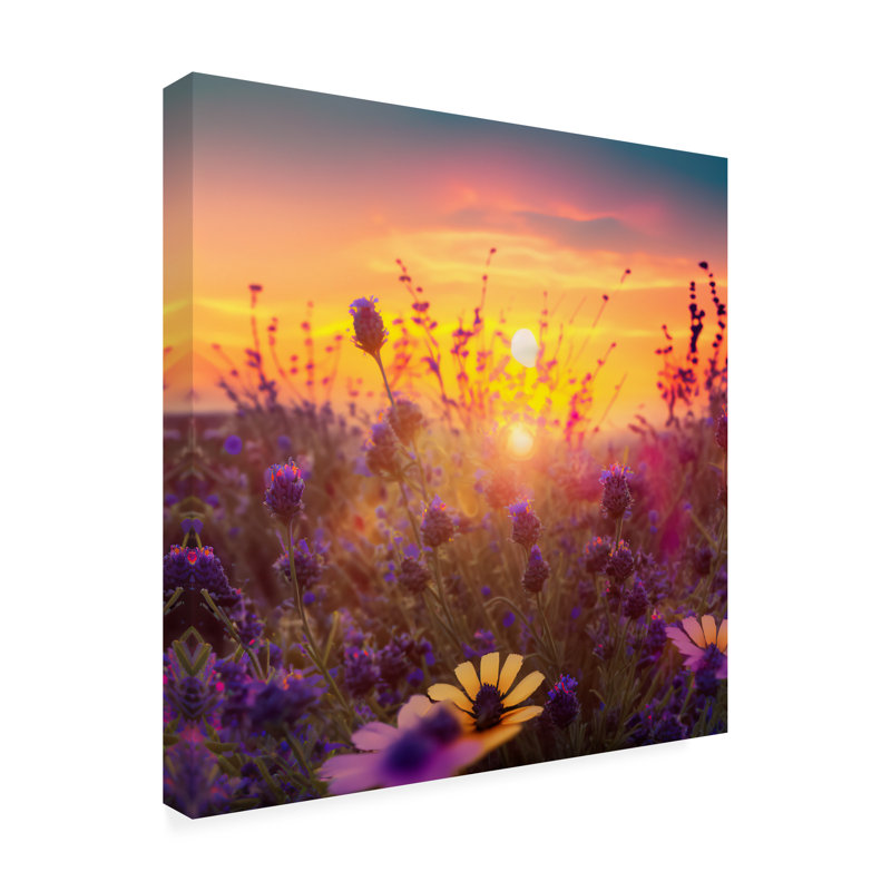 Landscape Flowering Fields 5 - Wrapped Canvas Print, H 35 po x l 35 po x P 2 po