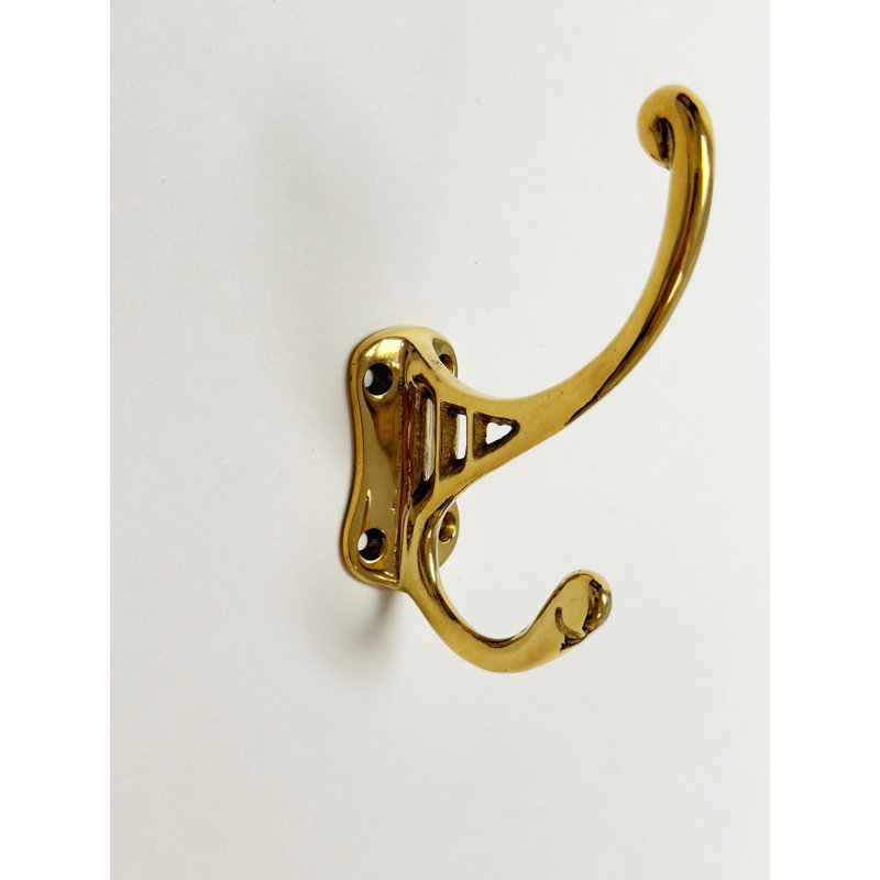 Polished Unlacquered Brass "Double" Wall Hook