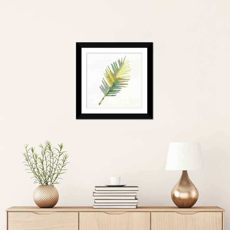 «Tropical Fun Palms I», impression sur toile, H 16 po x l 16 po x P 1 po, Papier d'art encadré noir, Blanc