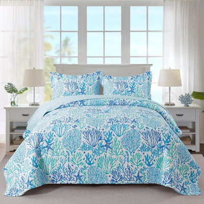 Ensemble de courtepointe HoneiLife Blue Coral