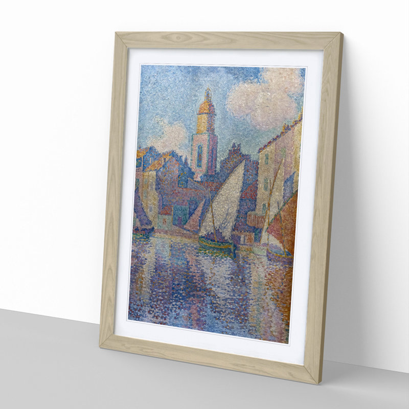 Bell Tower of Saint-Tropez by Paul Signac - Picture Frame Painting, Oak, 65cm H x 48cm W x 2cm D