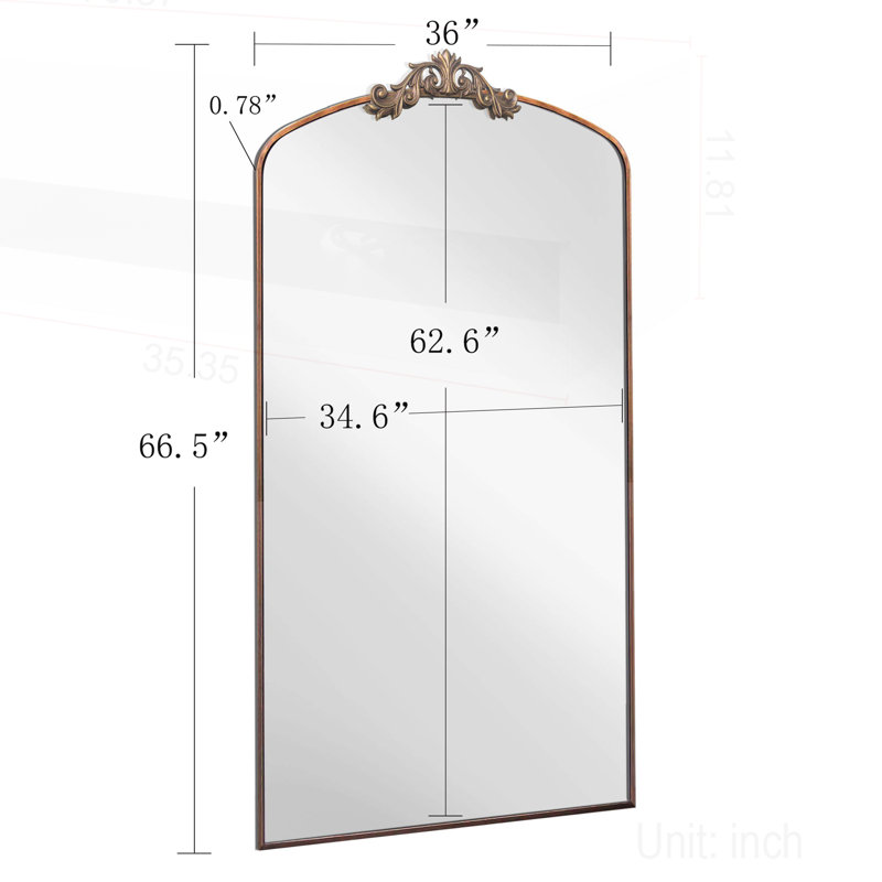 Miroir pleine grandeur en métal, Doré