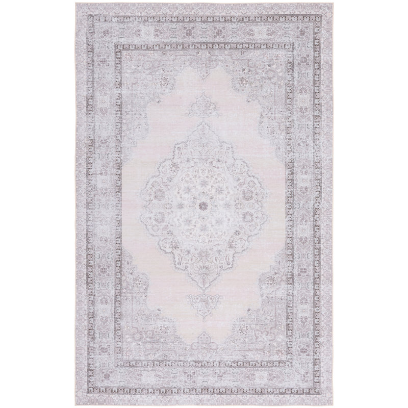 Alma Oriental Beige/Light Green Area Rug, Rectangle 5' x 8'